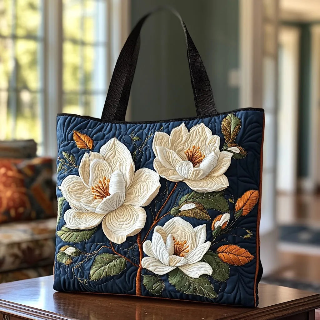 Borsa in Tessuto Steppelt con Stampa di Magnolia