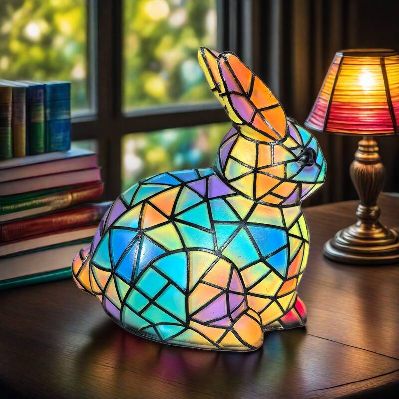 Lampada Colorata in Vetro a Forma di Coniglio