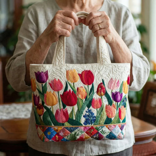 Borsa con Stampa di Tulipani