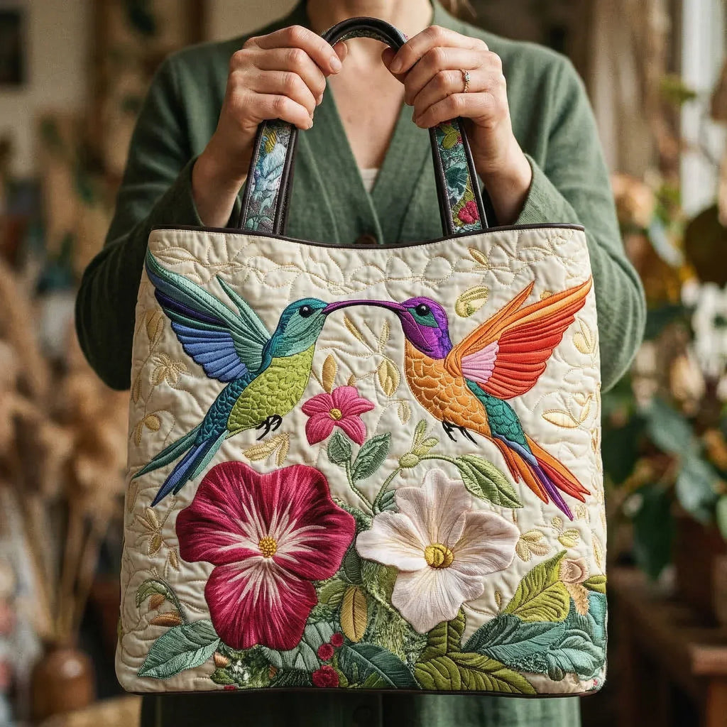 Cuscino Decorativo - Colibrì con Fiore Bianco