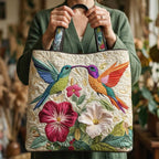 Cuscino Decorativo - Colibrì con Fiore Bianco
