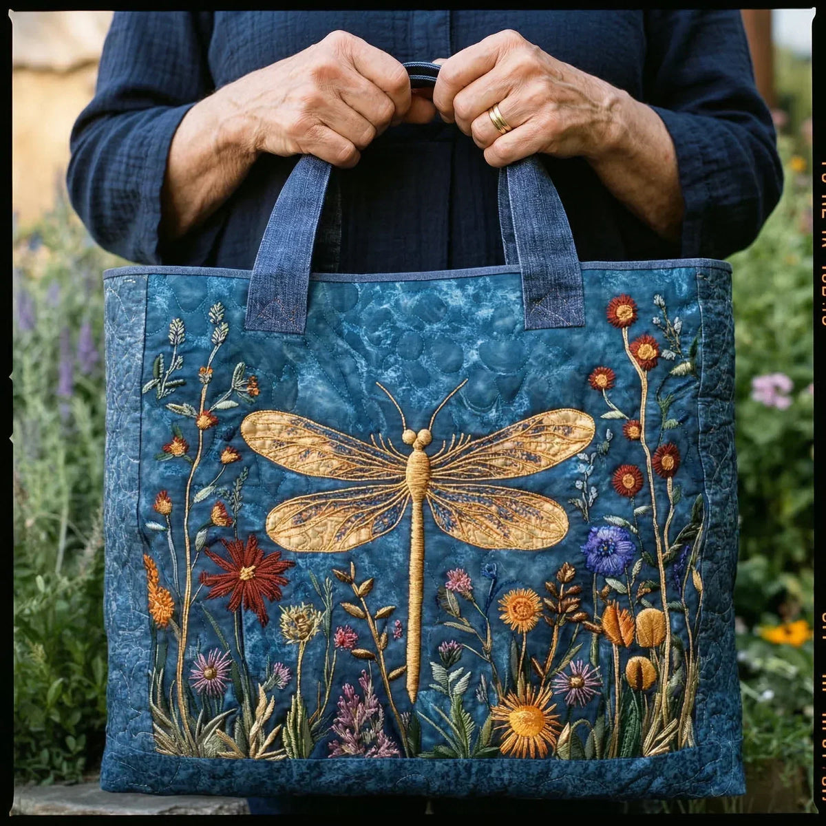 Borsa Imbottita con Stampa di Drago Dorato