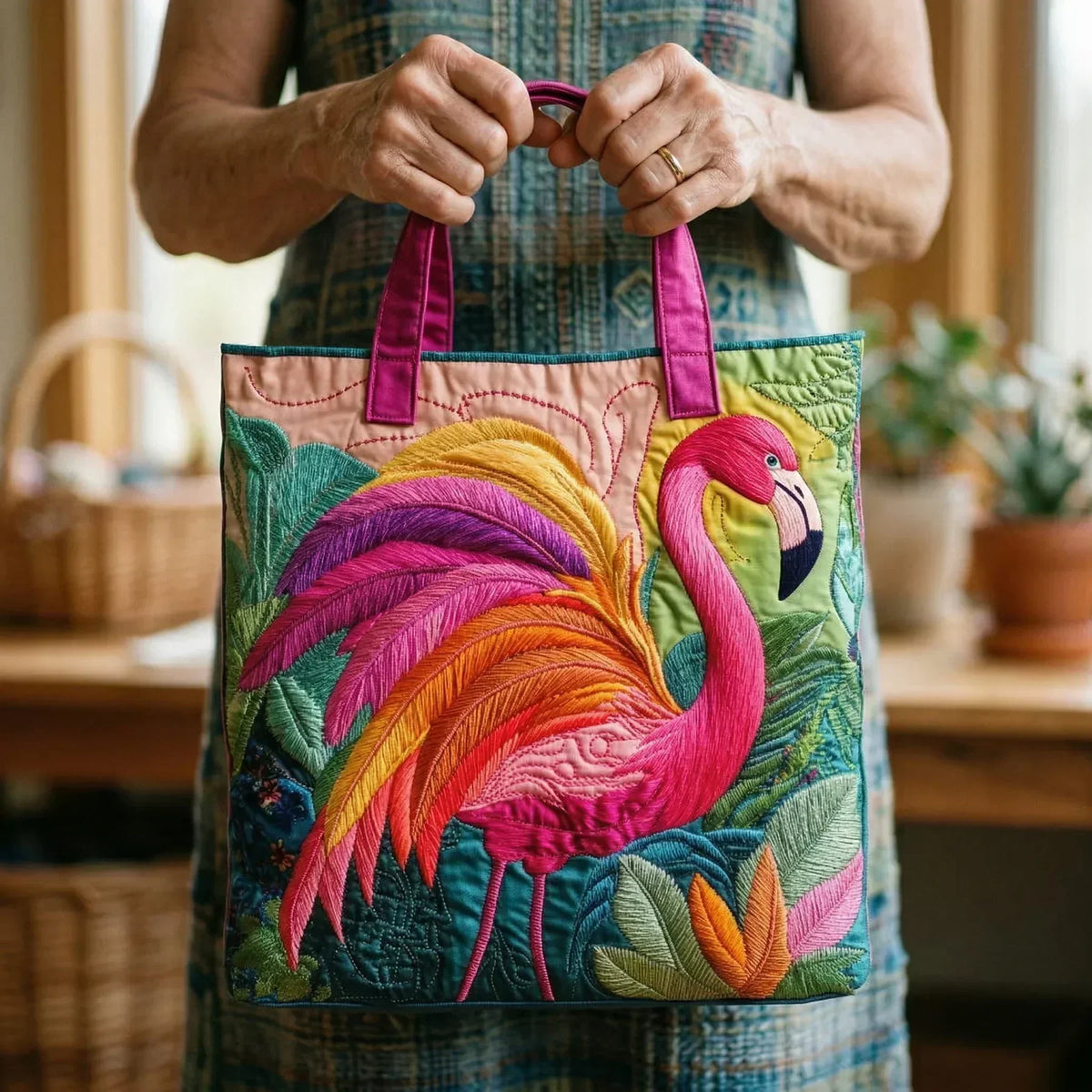 Borsa di Tessuto - Fenicottero Dorato